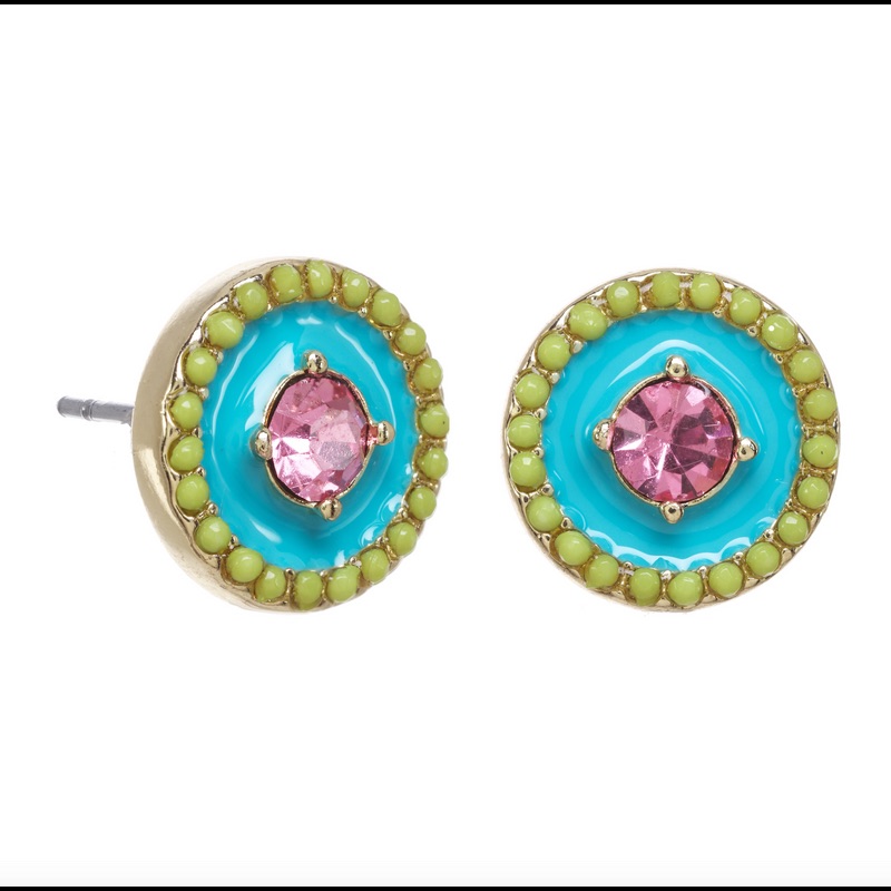 Stella & Ruby Round Enamel Stud Earrings